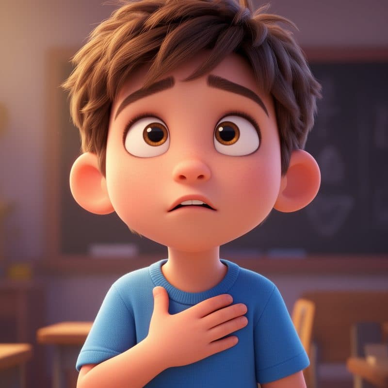 Illustrated child looking up in wonder